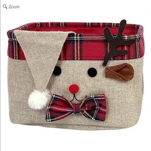 3 NWT reindeer fabric bins 8 1/2” Christmas storage decor brown red holiday